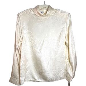 Vintage 80’s Raphael 100% Silk Blouse NWT Dead-stock  Cream Size 8